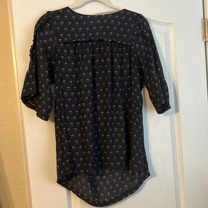 Loft navy blue short sleeve blouse